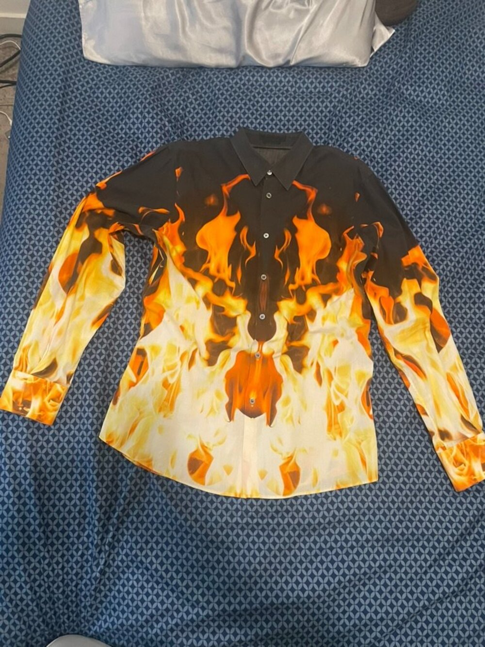 Alexander McQueen Fire Flame Print Button-Up Shirt